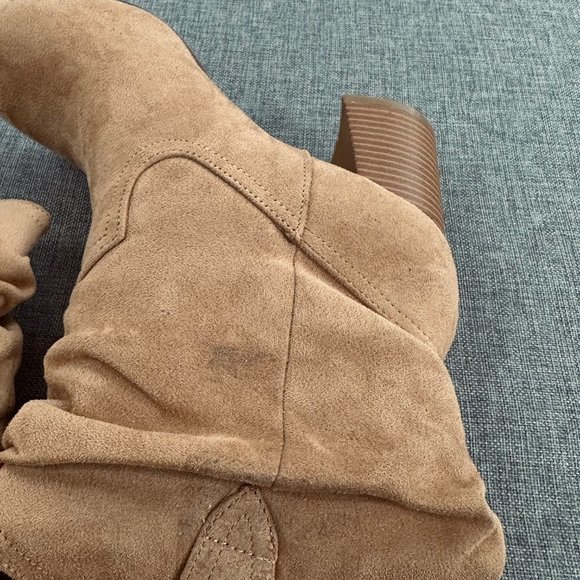 Chunky Block Mid-Calf Boots Pointed Toe Suede Size 7 Brown/ Tan Color Brand New - Picture 7 of 16